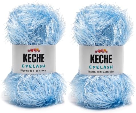 Eyelash Fun Fur Yarn - Premium Soft Crochet Yarn DIY Hand Knitting 100% Polyester 175 Yds 3.53 Oz (Pack of 2) - Baby Blue