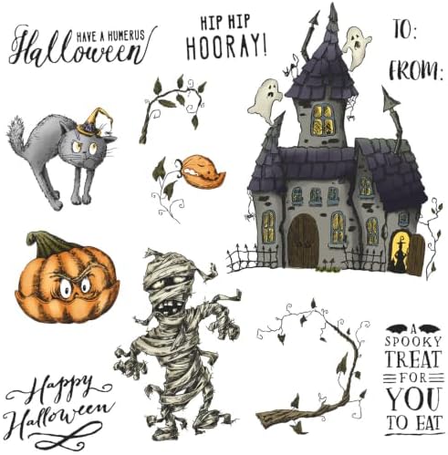 Haunted House Halloween Clear Stamps and Die Cuts Sets for DIY Card Making