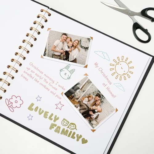 8x8 Inch Scrapbook DIY Photo Album, 20 Sheets (40 Pages), Black