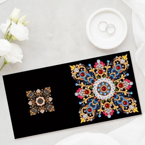 Diamond Art Cards with Envelopes–6PCS DIY Diamond Painting Greeting Cards Kit | Card Making Kit with Bling for Adults & Beginners | Birthday,Holiday & Thank You Cards (Mandala Flower)