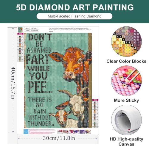 Cow Diamond Art Kits for Adults, Fun Highland cow Diamond Art Painting