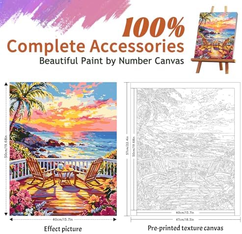 ZTOTZ Paint by Numbers Kit for Adults Sunset Landscape Art 16x20 Home Decor