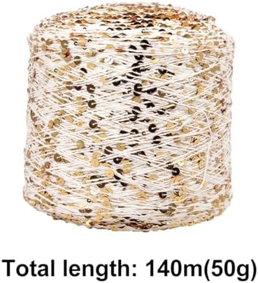 ECYC Ltd 153 Yards Cotton Sequin Yarn, Sparkle Sequin Thread for Knitting & Crocheting, DIY Craft Projects