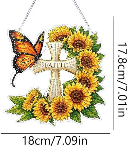 ARPADAMO Cross Diamond Art Kits for Adults, Acrylic Hanging Suncatcher