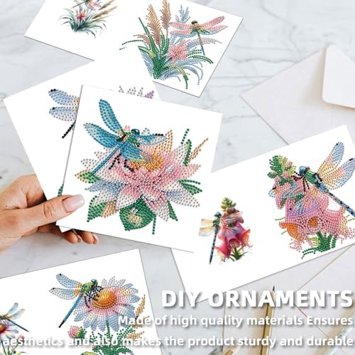 C'eitura 12Pcs Butterfly & Dragonfly Diamond Art Painting Greeting Card Kit with Envelopes, DIY Nature Theme Christmas Birthday Thanksgiving Card Making Set, Garden Inspired Handmade Card Craft