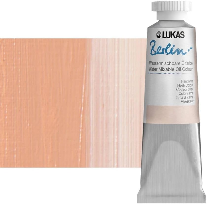 Lukas Berlin Pro Artists Water Mixable Oil Paint 37 ml Tube Peach Pink, Water Soluble, Lightfast Pigments, Quick Drying, Easy Clean-Up, Eco-Friendly, Professional Quality, 40 Color Range