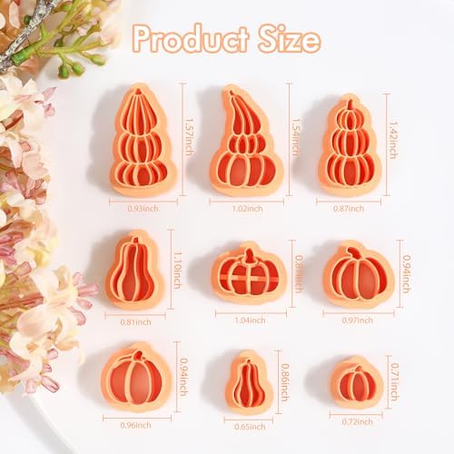 Puocaon Pumpkin Polymer Clay Cutters - 9 Pc Fall Earrings Clay Cutters for Jewelry, Thanksgiving