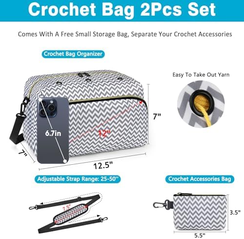 IBFUN Crochet Yarn Knitting Bag Organizer for Knit Accessories Hooks