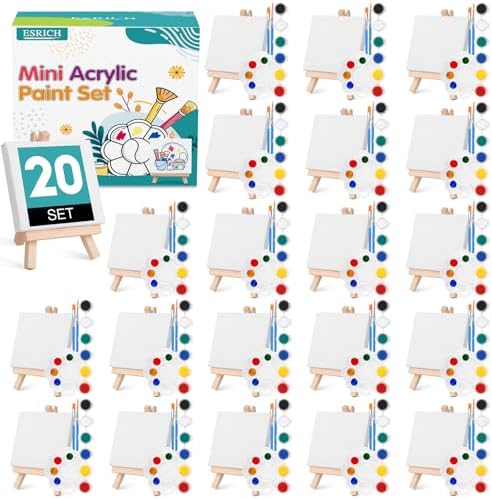 ESRICH 20 Set Canvas Painting Kit, Mini Acrylic Paint Set