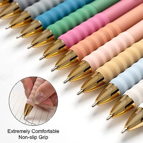 Aisibeiger Ballpoint Pens Black Ink Medium Point 1.0mm, Gold 12-count