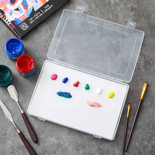 Nuanchu 1 Set Glass Oil Paint Palette, Airtight, 10.24 x 6.8 Inches, White | Handy Tempered Glass for Oil Painting, Moisture-proof lid Keep Paint Fresh, Portable Travel Outdoor, Leak-proof Airtight Seal