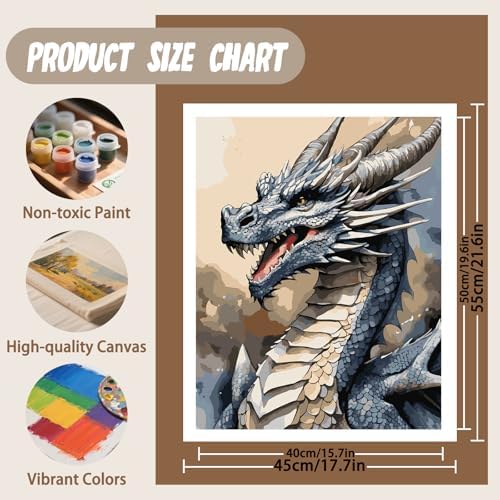 XTCIXAL Paint by Numbers Kit for Adults, Dragon, 16X20 Inch