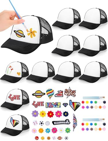 Aneco DIY Blank Trucker Hats Kit Adjustable Baseball Caps