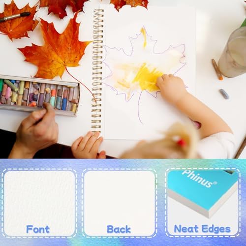 Phinus 30 Sheets Watercolor Sketchbook 5.5 x 8.5 Inch, Watercolor Paper Cold Press (140lb/300gsm), Spiral Bound Water Color Pad for Adults Kids, Mixed Media, Markers and Art Journaling (Pack of 3)