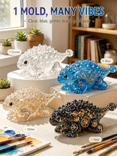 3D Armored Dinosaur Epoxy Resin Molds for Hand Craft Home Decor; Ankylosaurus Fun Animal Mold for DIY Plaster Taba Squishy Chocolate Soap Candle Dinosaur Theme Night Lights; Gift for Men Boys