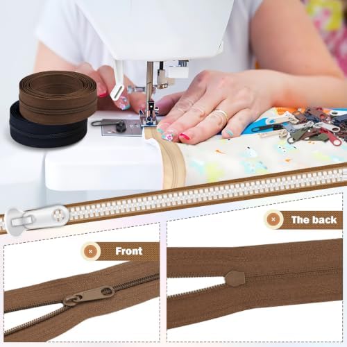 DOITEM 31 Yards 10 Pieces Sewing Zippers #3 Nylon Coil Zippers Assorted Zipper for Sewing with 40 Zipper Sliders for DIY Tailor Sewing Crafts Supplies, 10 Colors