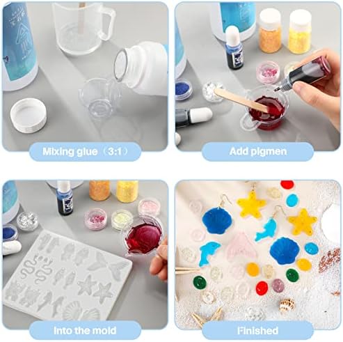 Patelai 4 Pcs Resin Earring Molds for Jewelry Making Kit, Mermaid Ocean