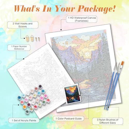 Kalonyth Landscape Paint by Numbers Kit for Adults, 16x20 inch, No Framed