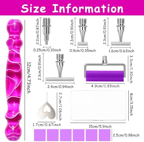 Praise V Do Thin Version Stainless Steel Diamond Painting Art Drilling Pen Kit with Screw Silver Metal Tips Nib Placer Roller Tool Accessories, Ergonomic Diamond Art Pen for 5D Diamond Paint Bead Dot