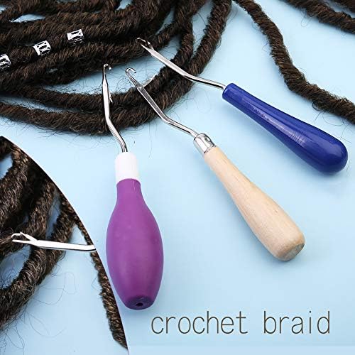 Crochet Hooks for Hair Set Latch Hook Crochet Needles Adjustable Loop Rings