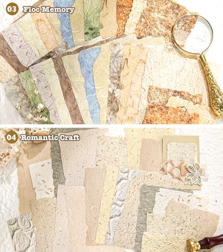 168Pcs Textured Scrapbook Paper Kit Embossed Rice Paper for Junk Journaling