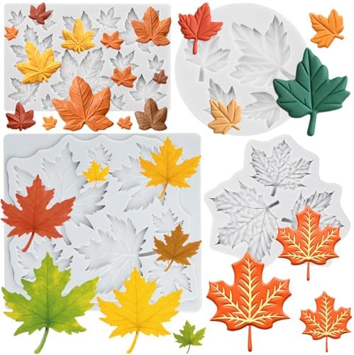 Maple Leaf Polymer Clay Mold Leaf Silicone Molds Set of 4