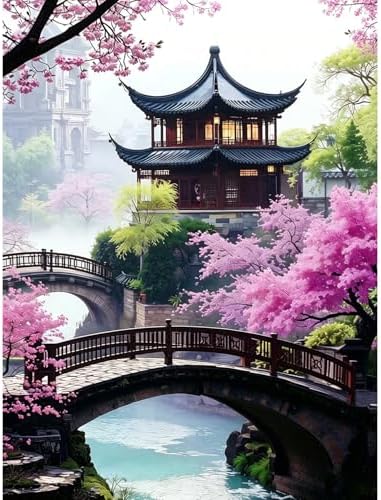 PHANTASYART Cherry Blossom Diamond Art Kits for Adults12x16in