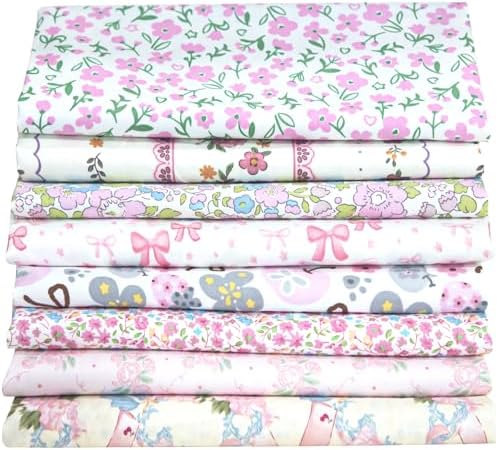 Aubliss 8pcs Fat Quarter Fabric Bundles (100% Cotton - 20'' x 20'')