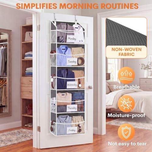Ofiray-home 5Tiers Over Door Organizer, Weekly Clothes Organizer for Kids