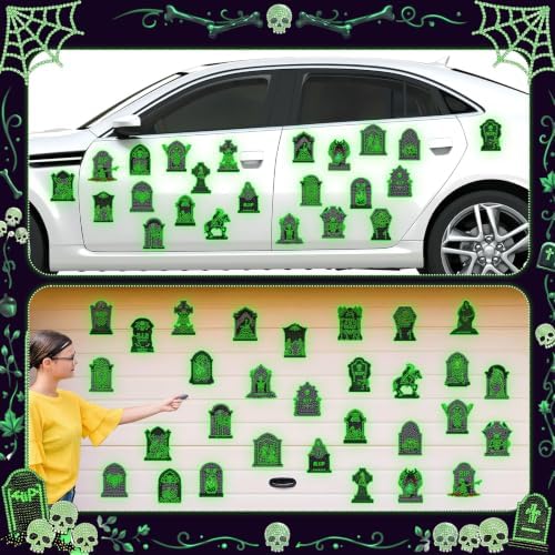 Motipuns 30 Pcs Luminous Halloween Tombstones Diamond Painting Magnets Kits
