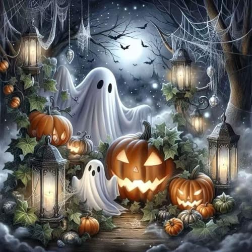 Halloween Diamond Art Kits For Adults Beginner,5D Ghost Gem Art For Adults