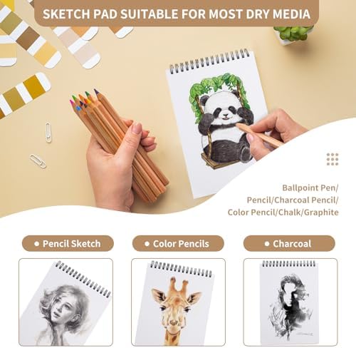 Utron 2 Pack Sketch Book, 5.8” x 8.3” Small Sketch Pad,100GSM/68LB Sketchbook for Drawing, A5 Drawing Paper, Thick Small Drawing Notebook for Painting Beginner, Artist (50 Sheets/Pack)