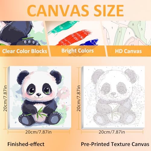 Panda Paint by Numbers Kit for Kids, 8x8 inch