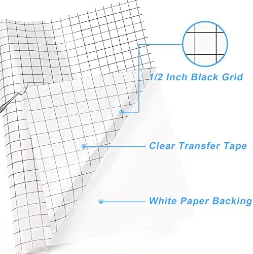 HTVRONT Transfer Tape for Vinyl, 12" x 10FT, Black, Strong Tack