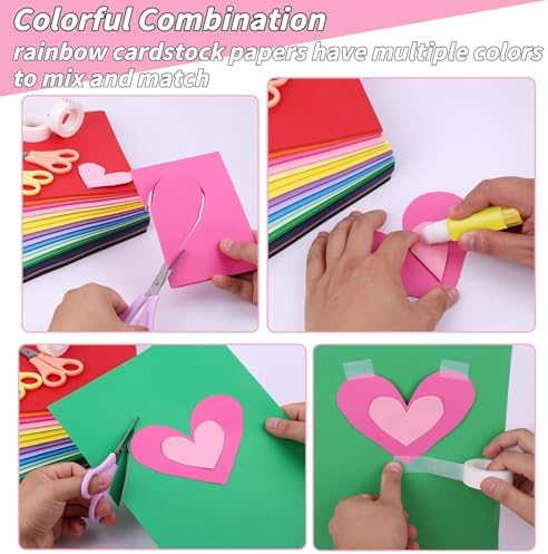 Oleitodh 300 Pcs 8.5" x 11" Colored Cardstock, 50 Assorted Colors