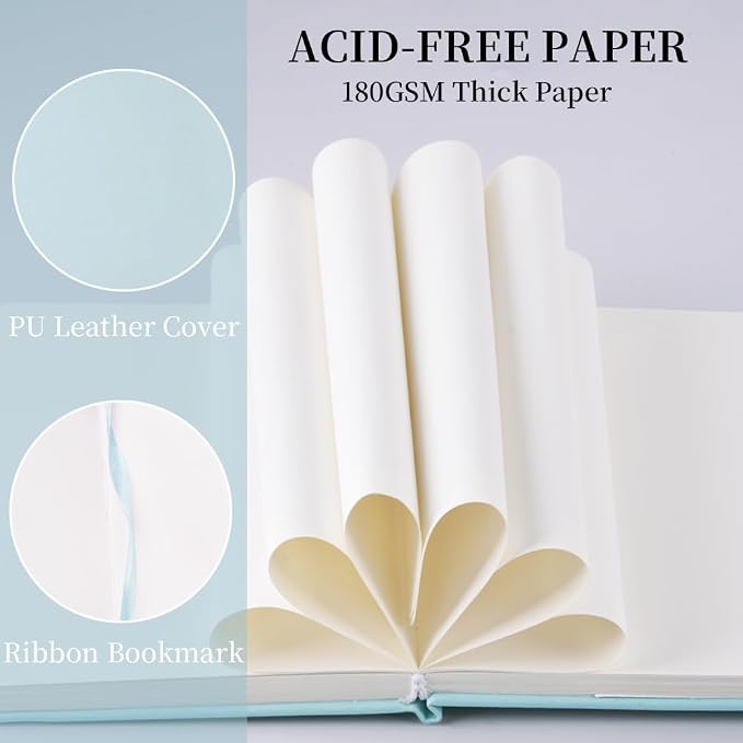5.7x4.1in Hardcover Blank Sketchbook for Drawing 180gsm 96Pages,Light Blue