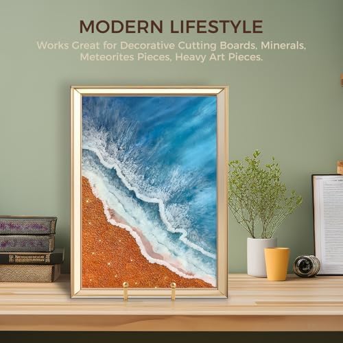 Large Plate Holder Display Stand - 12 inch Super Tall Big Plate Stands for Heavy Duty Display - Metal Picture Frame Stand - Tabletop Easel Stand for Decorative Platter | Plaque | Book - 2 Pack - Gold