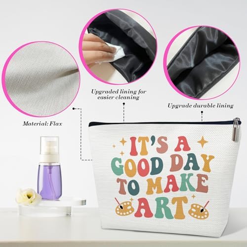 Gifts for Art Teachers, Drawing Theme Makeup Bag for Artists