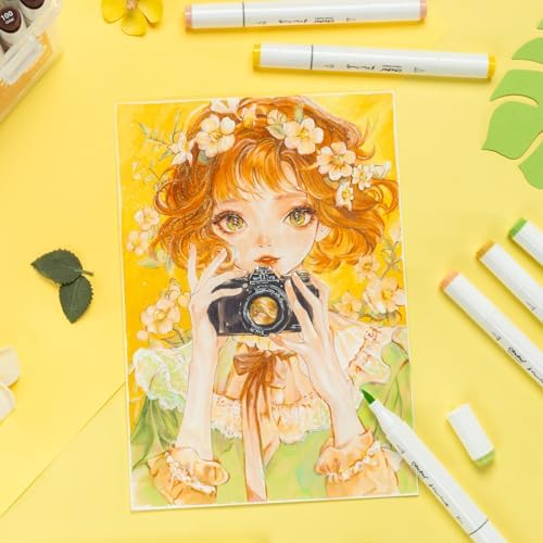 Ohuhu Adult Coloring Book Markers Paper-friendly Water-Based 60 Colors