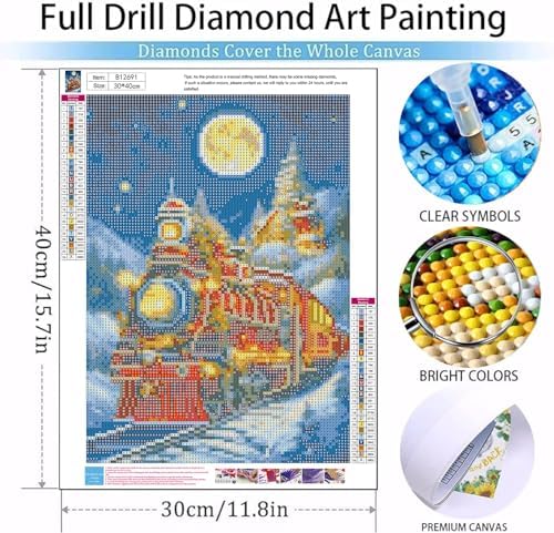 Benjenes Christmas Train Diamond Art Kits for Adults, Diamond Painting