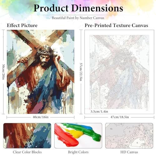 Dawnsphere Jesus Paint by Numbers Kit for Adults Without Frame 16x20 in