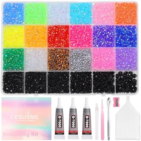 28000 Pcs Color Rhinestones Bedazzling Kit, Dark Black Resin Jelly Gems