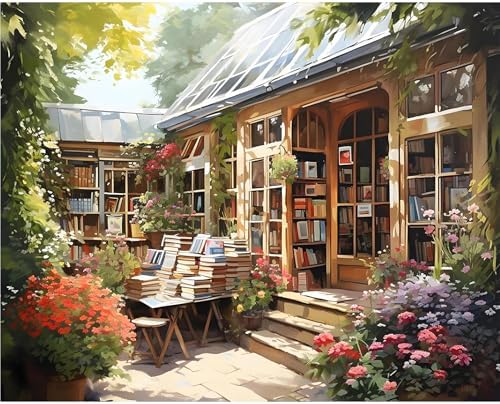 Paint by Numbers Kit for Adults, Bookstore DIY Painting Kit, 16x20 Inch