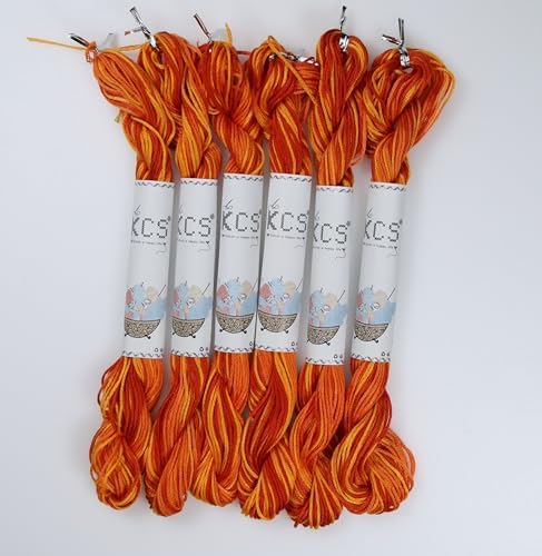 KCS Big skeins of 25 Meters Size 25 Color Variegated Cross Stitch Stranded Threads,6 skeins,51