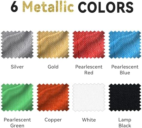 AUREUO Iridescent Fabric Paint Set - 8 Metallic Colors x 0.71 Fl Oz / 21ml - Permanent Fabric Paint for Clothes, Non-Toxic Textile Paint for Canvas Tote Bags, Shirts, Shoes, Jeans