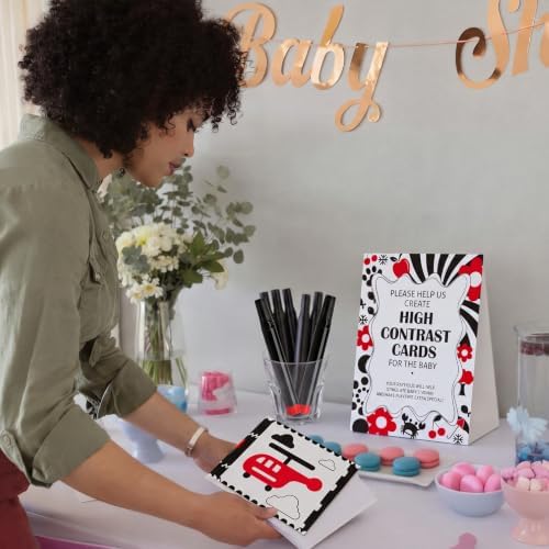 Sinload 56 Pcs Baby Shower DIY High Contrast Card Games, Cute