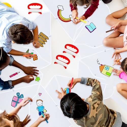 Libima 50 Pcs DIY Blank Kites for Kids Bulk Large Kite Making Kit Easy to Fly Set Party with Watercolor Pens and String Decorating Coloring Party Set for Craft Outdoor Games (Butterfly)
