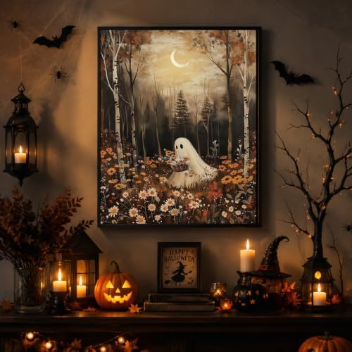 4 Pack Ghost Paint by Numbers Kit for Adults Beginner with Framed 10x12Inch