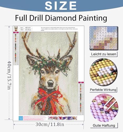 Benjenes Christmas Diamond Art Kit for Adults – Deer Design