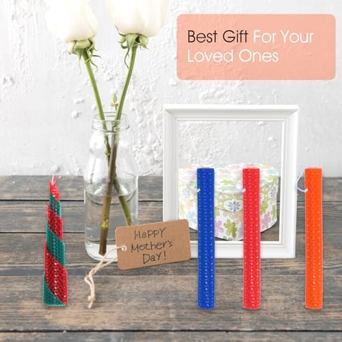 HOFURME 20 Pcs Beeswax Candle Making Kit, Natural Beeswax Sheets for Candle Making Rolling Kits (Bright Color, 8 x 8 inch)